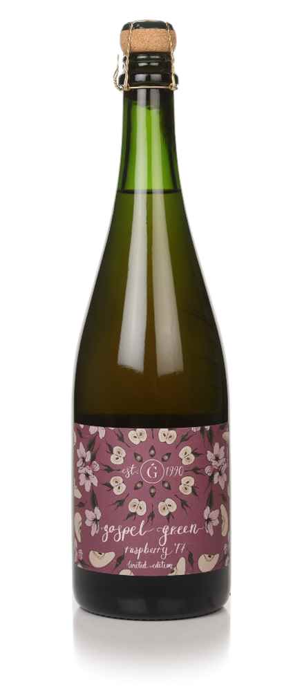 gospel-green-raspberry-17-cider Dark green bottle of Gospel Green Raspberry 17 cider