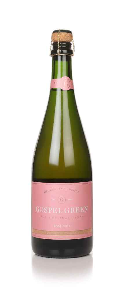 gospel-green-sparkling-cyder-rose-2017-cider Green 2017 Gospel Green Rosé Cider bottle with a light pink hue, reflecting its blend of apples and Pinot Noir infusion
